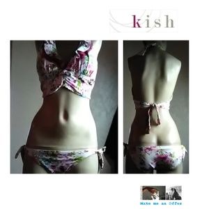 Kish New White Purple 2Pc Bikini Swim Suit